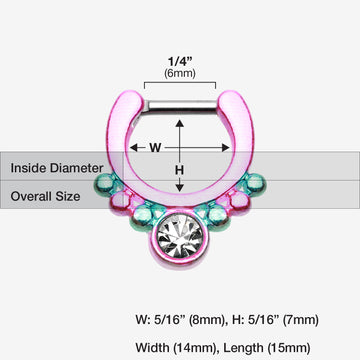 Colorline Gem Grandiose Septum Clicker-Pink/Clear